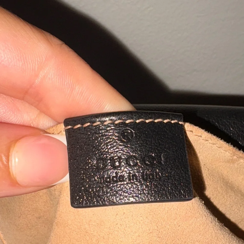 Gucci Beige Brown GG Canvas Crossbody with Black Trim and Gold Hardware